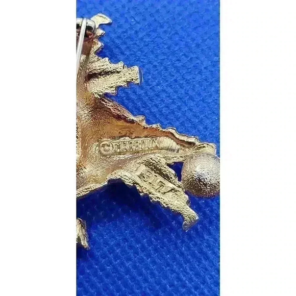 Vintage 1940 1950 Marboux Boucher Poodle Brooch Gold plate Faux Pearl Ball DOG - Picture 7 of 8